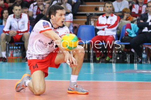  04.12.2014 RZESZOW POLAND <br />SIATKOWKA LIGA MISTRZOW MEN CEV VOLLEYBALL CHAMPIONS LEAGUE 2013 <br />MATCH ASSECO RESOVIA -  BERLIN RECYCLING VOLLEYS<br />N/Z RAFAL BUSZEK SYLWETKA <br /> 