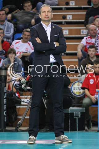  04.12.2014 RZESZOW POLAND <br />SIATKOWKA LIGA MISTRZOW MEN CEV VOLLEYBALL CHAMPIONS LEAGUE 2013 <br />MATCH ASSECO RESOVIA -  BERLIN RECYCLING VOLLEYS<br />N/Z ANDRZEJ KOWAL - TRENER ( HEAD COACH ) SYLWETKA <br /> 