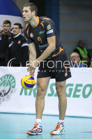  07.12.2014 RZESZOW <br />SIATKOWKA PLUS LIGA 2014/2015 MEN VOLLEYBALL POLAND POLISH PLUSLIGA LEAGUE SEASON 2014/2015 <br />MECZ ASSECO RESOVIA RZESZOW - CUPRUM LUBIN<br />N/Z  DMYTRO PASHYTSKYY SYLWETKA <br /> 