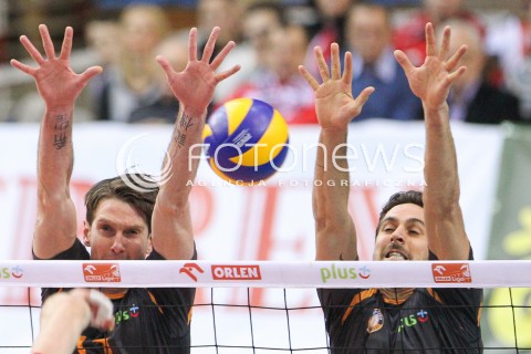  07.12.2014 RZESZOW <br />SIATKOWKA PLUS LIGA 2014/2015 MEN VOLLEYBALL POLAND POLISH PLUSLIGA LEAGUE SEASON 2014/2015 <br />MECZ ASSECO RESOVIA RZESZOW - CUPRUM LUBIN<br />N/Z LUKASZ KADZIEWICZ JEROEN TROMMEL <br /> 