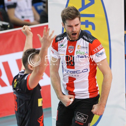  07.12.2014 RZESZOW <br />SIATKOWKA PLUS LIGA 2014/2015 MEN VOLLEYBALL POLAND POLISH PLUSLIGA LEAGUE SEASON 2014/2015 <br />MECZ ASSECO RESOVIA RZESZOW - CUPRUM LUBIN<br />N/Z  DAWID DRYJA RADOSC EMOCJE <br /> 