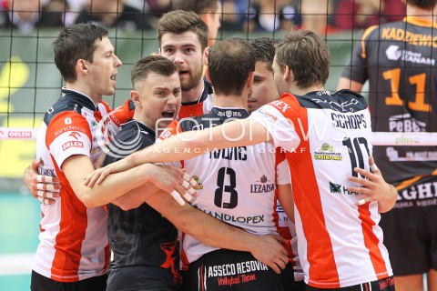  07.12.2014 RZESZOW <br />SIATKOWKA PLUS LIGA 2014/2015 MEN VOLLEYBALL POLAND POLISH PLUSLIGA LEAGUE SEASON 2014/2015 <br />MECZ ASSECO RESOVIA RZESZOW - CUPRUM LUBIN<br />N/Z  KRZYSZTOF IGNACZAK DAWID DRYJA RADOSC EMOCJE <br /> 