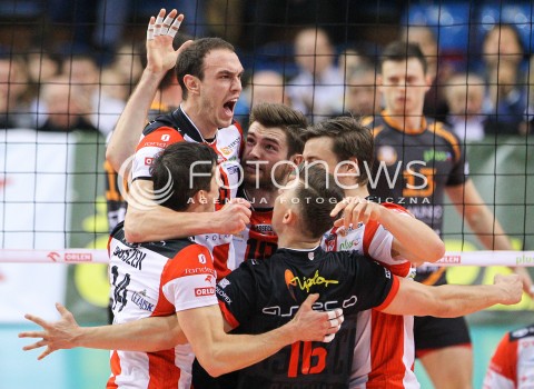  07.12.2014 RZESZOW <br />SIATKOWKA PLUS LIGA 2014/2015 MEN VOLLEYBALL POLAND POLISH PLUSLIGA LEAGUE SEASON 2014/2015 <br />MECZ ASSECO RESOVIA RZESZOW - CUPRUM LUBIN<br />N/Z  MARKO IVOVIC DAWID DRYJA KRZYSZTOF IGNACZAK RADOSC EMOCJE <br /> 