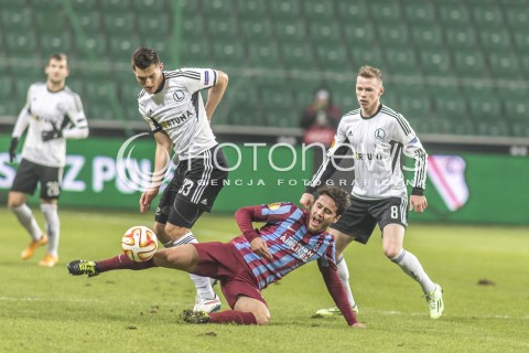  11.12.2014 WARSZAWA PILKA NOZNA<br />SEZON 2014/2015 FOOTBALL POLISH <br />MECZ LEGIA WARSZAWA - TRABZONSPOR NA STADIONIE PEPSI ARENA<br />N/Z MICHAL ZYRO MUSA NIZAM ONDREJ DUDA<br /> 