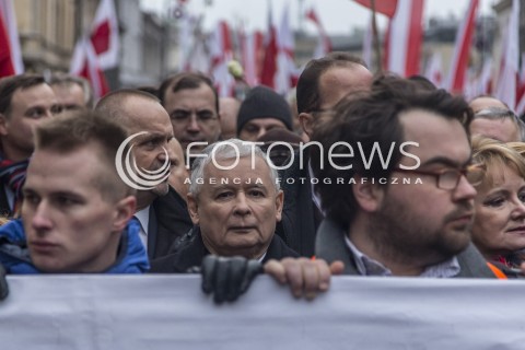  13.12.2014 WARSZAWA POLAND<br />MARSZ W OBRONIE DEMOKRACJI I WOLNOSCI MEDIOW <br />Z UDZIALEM PREZESA PIS JAROSLAWA KACZYNSKIEGO<br />N/Z JAROSLAW KACZYNSKI<br /> 