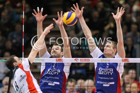  04.01.2015 RZESZOW <br />SIATKOWKA PLUS LIGA 2014/2015 MEN VOLLEYBALL POLAND POLISH PLUSLIGA LEAGUE SEASON 2014/2015 <br />MECZ ASSECO RESOVIA RZESZOW - ZAKSA KEDZIERZYN KOZLE<br />N/Z DOMINIK WITCZAK JURIJ GLADYR <br /> 