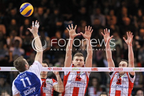  04.01.2015 RZESZOW <br />SIATKOWKA PLUS LIGA 2014/2015 MEN VOLLEYBALL POLAND POLISH PLUSLIGA LEAGUE SEASON 2014/2015 <br />MECZ ASSECO RESOVIA RZESZOW - ZAKSA KEDZIERZYN KOZLE<br />N/Z KRZYSZTOF REJNO JURIJ GLADYR FABIAN DRZYZGA <br /> 