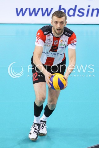  04.01.2015 RZESZOW <br />SIATKOWKA PLUS LIGA 2014/2015 MEN VOLLEYBALL POLAND POLISH PLUSLIGA LEAGUE SEASON 2014/2015 <br />MECZ ASSECO RESOVIA RZESZOW - ZAKSA KEDZIERZYN KOZLE<br />N/Z LUKASZ PERLOWSKI SYLWETKA <br /> 