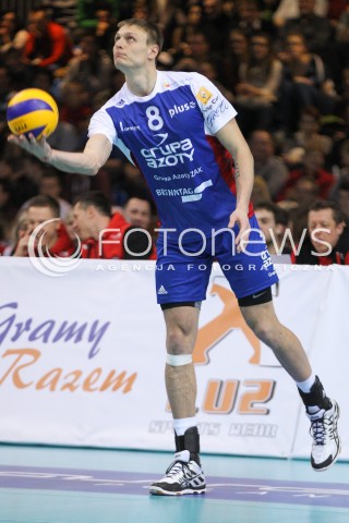  04.01.2015 RZESZOW <br />SIATKOWKA PLUS LIGA 2014/2015 MEN VOLLEYBALL POLAND POLISH PLUSLIGA LEAGUE SEASON 2014/2015 <br />MECZ ASSECO RESOVIA RZESZOW - ZAKSA KEDZIERZYN KOZLE<br />N/Z JURIJ GLADYR SYLWETKA <br /> 