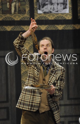  05.01.2015 WARSZAWA<br />PROBA MEDIALNA SPEKTAKLU CZLOWIEK DWOCH SZEFOW W TEATRZE KOMEDIA<br />N/Z RAFAL RUTKOWSKI<br /> 