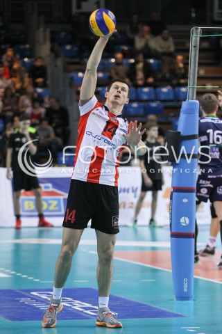  07.01.2015 RZESZOW <br />SIATKOWKA PUCHAR POLSKI SEZON 2014/2015 MEN VOLLEYBALL POLAND POLISH CUP SEASON 2014/2015  <br />MECZ ASSECO RESOVIA RZESZOW - AZS POLITECHNIKA WARSZAWSKA<br />N/Z RAFAL BUSZEK SYLWETKA <br /> 
