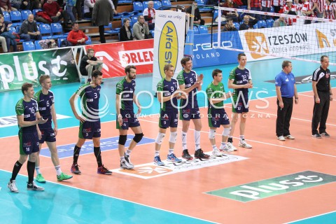  07.01.2015 RZESZOW <br />SIATKOWKA PUCHAR POLSKI SEZON 2014/2015 MEN VOLLEYBALL POLAND POLISH CUP SEASON 2014/2015  <br />MECZ ASSECO RESOVIA RZESZOW - AZS POLITECHNIKA WARSZAWSKA<br />N/Z ZESPOL AZS POLITECHNIKA WARSZAWSKA - PREZENTACJA ZESPOLU - NA MECZ PRZYJECHALO TYLKO 8 SIATKARZY<br /> 