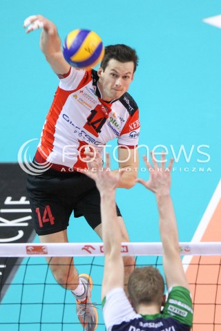  07.01.2015 RZESZOW <br />SIATKOWKA PUCHAR POLSKI SEZON 2014/2015 MEN VOLLEYBALL POLAND POLISH CUP SEASON 2014/2015  <br />MECZ ASSECO RESOVIA RZESZOW - AZS POLITECHNIKA WARSZAWSKA<br />N/Z RAFAL BUSZEK <br /> 