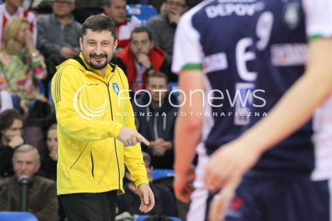  07.01.2015 RZESZOW <br />SIATKOWKA PUCHAR POLSKI SEZON 2014/2015 MEN VOLLEYBALL POLAND POLISH CUP SEASON 2014/2015  <br />MECZ ASSECO RESOVIA RZESZOW - AZS POLITECHNIKA WARSZAWSKA<br />N/Z JAKUB BEDNARUK - I TRENER ( HEAD COACH ) RADOSC EMOCJE <br /> 