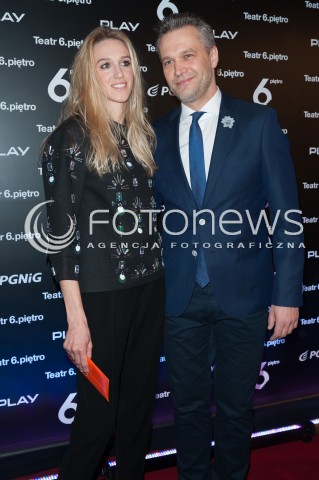  10.01.2015 WARSZAWA TEATR 6 PIETRO<br />PREMIERA SPEKTAKLU POLITYKA<br />N/Z MICHAL ZEBROWSKI Z PARTNERKA<br /> 