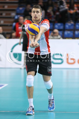  17.01.2015 RZESZOW<br />SIATKOWKA PLUSLIGA 2014/2015 MEN VOLLEYBALL POLAND POLISH PLUS LIGA LEAGUE SEASON 2014/2015<br />MECZ ASSECO RESOVIA - AZS POLITECHNIKA WARSZAWSKA<br />N/Z FABIAN DRZYZGA SYLWETKA <br /> 