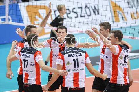 17.01.2015 RZESZOW<br />SIATKOWKA PLUSLIGA 2014/2015 MEN VOLLEYBALL POLAND POLISH PLUS LIGA LEAGUE SEASON 2014/2015<br />MECZ ASSECO RESOVIA - AZS POLITECHNIKA WARSZAWSKA<br />N/Z RAFAL BUSZEK RADOSC EMOCJE <br /> 