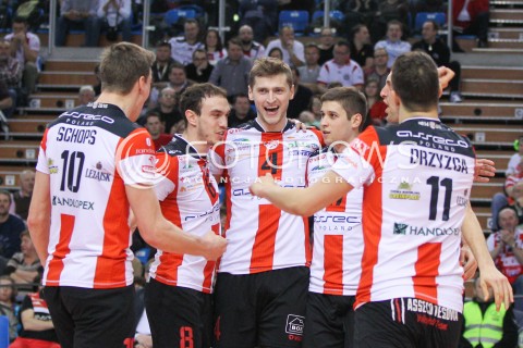  17.01.2015 RZESZOW<br />SIATKOWKA PLUSLIGA 2014/2015 MEN VOLLEYBALL POLAND POLISH PLUS LIGA LEAGUE SEASON 2014/2015<br />MECZ ASSECO RESOVIA - AZS POLITECHNIKA WARSZAWSKA<br />N/Z PIOTR NOWAKOWSKI MARKO IVOVIC NIKOLAY PENCZEV ( PENCHEV ) RADOSC EMOCJE <br /> 