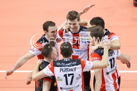  17.01.2015 RZESZOW<br />SIATKOWKA PLUSLIGA 2014/2015 MEN VOLLEYBALL POLAND POLISH PLUS LIGA LEAGUE SEASON 2014/2015<br />MECZ ASSECO RESOVIA - AZS POLITECHNIKA WARSZAWSKA<br />N/Z PIOTR NOWAKOWSKI MARKO IVOVIC RADOSC EMOCJE <br /> 