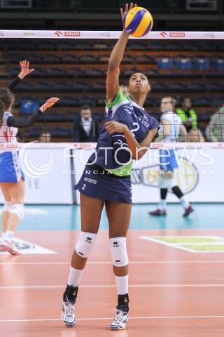  17.01.2015 RZESZOW<br />SIATKOWKA ORLEN LIGA 2014/2015 WOMEN VOLLEYBALL POLAND POLISH ORLENLIGA LEAGUE SEASON 2014/2015<br />MECZ DEVELOPRES SKYRES RZESZOW - PGE ATOM TREFL SOPOT<br />N/Z DEJA MCCLENDON SYLWETKA <br /> 