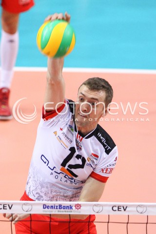  21.01.2015 RZESZOW POLAND<br />SIATKOWKA LIGA MISTRZOW MEN CEV VOLLEYBALL CHAMPIONS LEAGUE 2014/2015 <br />MATCH ASSECO RESOVIA - ACH VOLLEY LUBLANA<br />N/Z LUKASZ PERLOWSKI SYLWETKA ATAK<br /> 