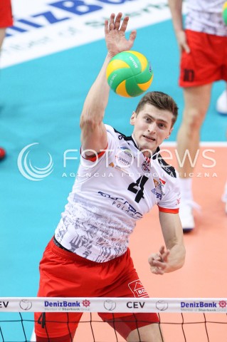  21.01.2015 RZESZOW POLAND<br />SIATKOWKA LIGA MISTRZOW MEN CEV VOLLEYBALL CHAMPIONS LEAGUE 2014/2015 <br />MATCH ASSECO RESOVIA - ACH VOLLEY LUBLANA<br />N/Z PIOTR NOWAKOWSKI SYLWETKA ATAK<br /> 