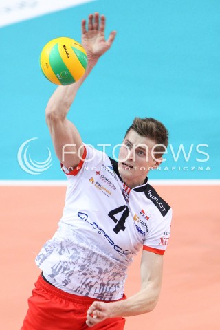  21.01.2015 RZESZOW POLAND<br />SIATKOWKA LIGA MISTRZOW MEN CEV VOLLEYBALL CHAMPIONS LEAGUE 2014/2015 <br />MATCH ASSECO RESOVIA - ACH VOLLEY LUBLANA<br />N/Z PIOTR NOWAKOWSKI SYLWETKA ATAK<br /> 
