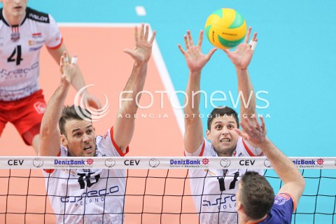  21.01.2015 RZESZOW POLAND<br />SIATKOWKA LIGA MISTRZOW MEN CEV VOLLEYBALL CHAMPIONS LEAGUE 2014/2015 <br />MATCH ASSECO RESOVIA - ACH VOLLEY LUBLANA<br />N/Z RUSSELL HOLMES NIKOLAY PENCZEV ( PENCHEV ) <br /> 