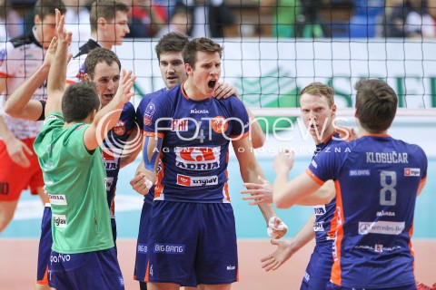  21.01.2015 RZESZOW POLAND<br />SIATKOWKA LIGA MISTRZOW MEN CEV VOLLEYBALL CHAMPIONS LEAGUE 2014/2015 <br />MATCH ASSECO RESOVIA - ACH VOLLEY LUBLANA<br />N/Z JAN KOZAMERNIK RADOSC EMOCJE <br /> 