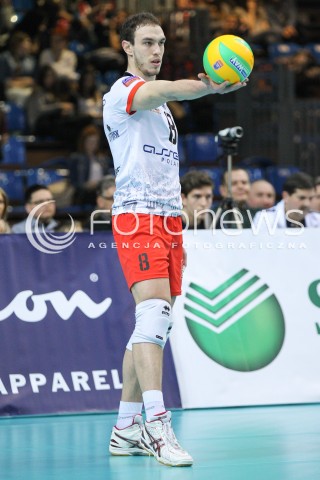  21.01.2015 RZESZOW POLAND<br />SIATKOWKA LIGA MISTRZOW MEN CEV VOLLEYBALL CHAMPIONS LEAGUE 2014/2015 <br />MATCH ASSECO RESOVIA - ACH VOLLEY LUBLANA<br />N/Z MARKO IVOVIC SYLWETKA <br /> 