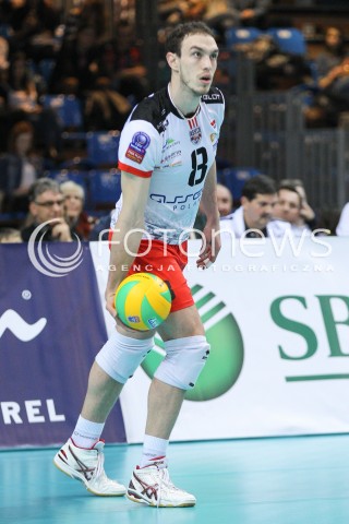  21.01.2015 RZESZOW POLAND<br />SIATKOWKA LIGA MISTRZOW MEN CEV VOLLEYBALL CHAMPIONS LEAGUE 2014/2015 <br />MATCH ASSECO RESOVIA - ACH VOLLEY LUBLANA<br />N/Z MARKO IVOVIC SYLWETKA <br /> 