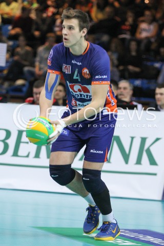  21.01.2015 RZESZOW POLAND<br />SIATKOWKA LIGA MISTRZOW MEN CEV VOLLEYBALL CHAMPIONS LEAGUE 2014/2015 <br />MATCH ASSECO RESOVIA - ACH VOLLEY LUBLANA<br />N/Z JAN KOZAMERNIK SYLWETKA <br /> 