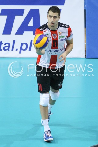 24.01.2015 RZESZOW<br />SIATKOWKA PLUSLIGA 2014/2015 MEN VOLLEYBALL POLAND POLISH PLUS LIGA LEAGUE SEASON 2014/2015<br />MECZ ASSECO RESOVIA - CERRAD CZARNI RADOM<br />N/Z FABIAN DRZYZGA SYLWETKA <br /> 