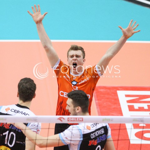  24.01.2015 RZESZOW<br />SIATKOWKA PLUSLIGA 2014/2015 MEN VOLLEYBALL POLAND POLISH PLUS LIGA LEAGUE SEASON 2014/2015<br />MECZ ASSECO RESOVIA - CERRAD CZARNI RADOM<br />N/Z ADAM KOWALSKI RADOSC EMOCJE <br /> 
