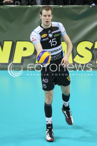  24.01.2015 RZESZOW<br />SIATKOWKA PLUSLIGA 2014/2015 MEN VOLLEYBALL POLAND POLISH PLUS LIGA LEAGUE SEASON 2014/2015<br />MECZ ASSECO RESOVIA - CERRAD CZARNI RADOM<br />N/Z MIKKO OIVANEN SYLWETKA <br /> 