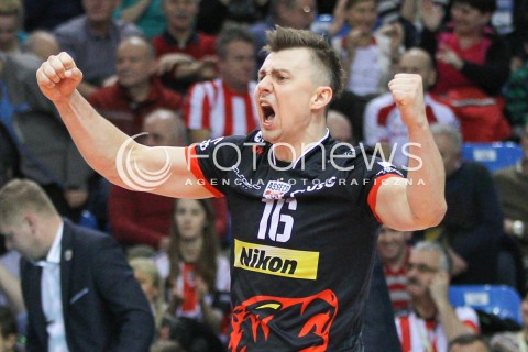  24.01.2015 RZESZOW<br />SIATKOWKA PLUSLIGA 2014/2015 MEN VOLLEYBALL POLAND POLISH PLUS LIGA LEAGUE SEASON 2014/2015<br />MECZ ASSECO RESOVIA - CERRAD CZARNI RADOM<br />N/Z KRZYSZTOF IGNACZAK RADOSC EMOCJE <br /> 
