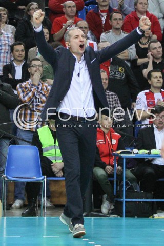  24.01.2015 RZESZOW<br />SIATKOWKA PLUSLIGA 2014/2015 MEN VOLLEYBALL POLAND POLISH PLUS LIGA LEAGUE SEASON 2014/2015<br />MECZ ASSECO RESOVIA - CERRAD CZARNI RADOM<br />N/Z ANDRZEJ KOWAL - TRENER ( HEAD COACH ) SYLWETKA RADOSC EMOCJE <br /> 