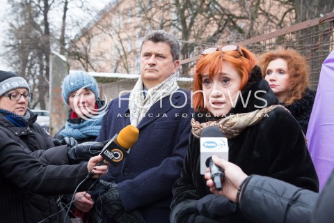  30.01.2015 LODZ<br />WIZYTA JANUSZA PALIKOTA W LODZI <br />APEL O PRZYJECIE KONWENCJI  PRZECIW PRZEMOCY W RODZINIE <br />N/Z JANUSZ PALIKOT MALGORZATA PROKOP - PACZKOWSKA <br /> 