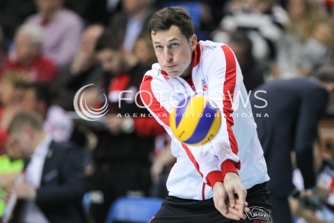  31.01.2015 RZESZOW <br />SIATKOWKA PLUS LIGA 2014/2015 MEN VOLLEYBALL POLAND POLISH PLUSLIGA LEAGUE SEASON 2014/2015<br />MECZ ASSECO RESOVIA RZESZOW - EFFECTOR KIELCE<br />N/Z OLIEG ACHREM ( ALEH AKHREM ) SYLWETKA ROZGRZEWKA<br /> 