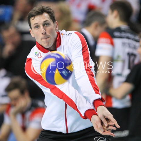  31.01.2015 RZESZOW <br />SIATKOWKA PLUS LIGA 2014/2015 MEN VOLLEYBALL POLAND POLISH PLUSLIGA LEAGUE SEASON 2014/2015<br />MECZ ASSECO RESOVIA RZESZOW - EFFECTOR KIELCE<br />N/Z OLIEG ACHREM ( ALEH AKHREM ) SYLWETKA ROZGRZEWKA<br /> 