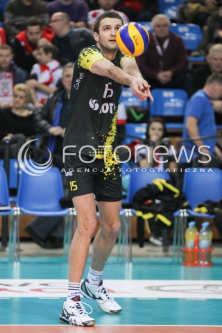  07.02.2015 RZESZOW <br />SIATKOWKA PLUS LIGA 2014/2015 MEN VOLLEYBALL POLAND POLISH PLUSLIGA LEAGUE SEASON 2014/2015<br />MECZ ASSECO RESOVIA RZESZOW - LOTOS TREFL GDANSK<br />N/Z MATEUSZ MIKA SYLWETKA <br /> 