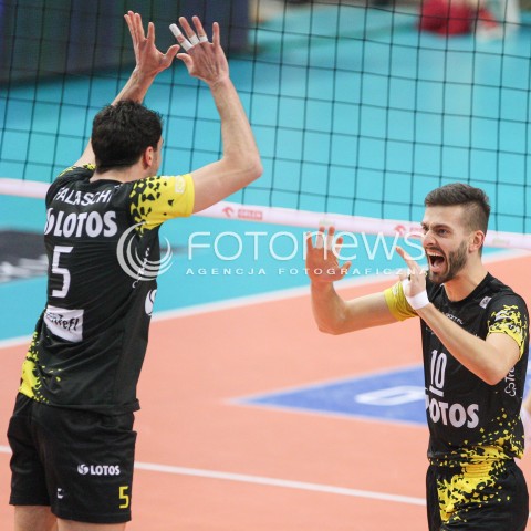  07.02.2015 RZESZOW <br />SIATKOWKA PLUS LIGA 2014/2015 MEN VOLLEYBALL POLAND POLISH PLUSLIGA LEAGUE SEASON 2014/2015<br />MECZ ASSECO RESOVIA RZESZOW - LOTOS TREFL GDANSK<br />N/Z BARTOSZ GAWRYSZEWSKI MARCO FALASCHI RADOSC EMOCJE <br /> 