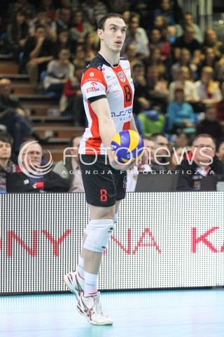 07.02.2015 RZESZOW <br />SIATKOWKA PLUS LIGA 2014/2015 MEN VOLLEYBALL POLAND POLISH PLUSLIGA LEAGUE SEASON 2014/2015<br />MECZ ASSECO RESOVIA RZESZOW - LOTOS TREFL GDANSK<br />N/Z MARKO IVOVIC SYLWETKA <br /> 