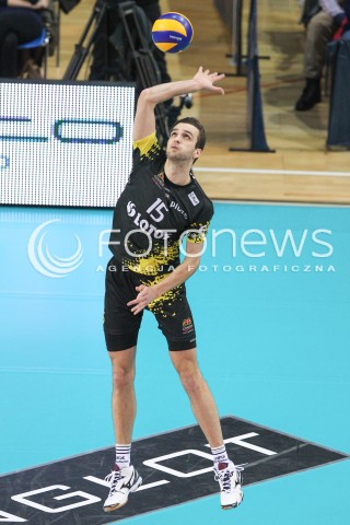  07.02.2015 RZESZOW <br />SIATKOWKA PLUS LIGA 2014/2015 MEN VOLLEYBALL POLAND POLISH PLUSLIGA LEAGUE SEASON 2014/2015<br />MECZ ASSECO RESOVIA RZESZOW - LOTOS TREFL GDANSK<br />N/Z MATEUSZ MIKA SYLWETKA <br /> 