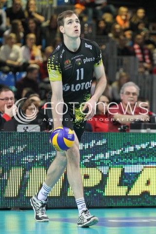  07.02.2015 RZESZOW <br />SIATKOWKA PLUS LIGA 2014/2015 MEN VOLLEYBALL POLAND POLISH PLUSLIGA LEAGUE SEASON 2014/2015<br />MECZ ASSECO RESOVIA RZESZOW - LOTOS TREFL GDANSK<br />N/Z TROY MURPHY SYLWETKA <br /> 