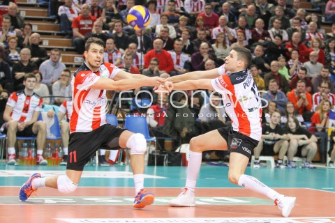 07.02.2015 RZESZOW <br />SIATKOWKA PLUS LIGA 2014/2015 MEN VOLLEYBALL POLAND POLISH PLUSLIGA LEAGUE SEASON 2014/2015<br />MECZ ASSECO RESOVIA RZESZOW - LOTOS TREFL GDANSK<br />N/Z FABIAN DRZYZGA NIKOLAY PENCZEV ( PENCHEV ) <br /> 