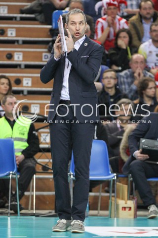  07.02.2015 RZESZOW <br />SIATKOWKA PLUS LIGA 2014/2015 MEN VOLLEYBALL POLAND POLISH PLUSLIGA LEAGUE SEASON 2014/2015<br />MECZ ASSECO RESOVIA RZESZOW - LOTOS TREFL GDANSK<br />N/Z ANDRZEJ KOWAL - TRENER ( HEAD COACH ) SYLWETKA <br /> 