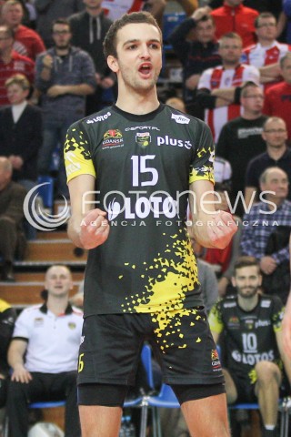  07.02.2015 RZESZOW <br />SIATKOWKA PLUS LIGA 2014/2015 MEN VOLLEYBALL POLAND POLISH PLUSLIGA LEAGUE SEASON 2014/2015<br />MECZ ASSECO RESOVIA RZESZOW - LOTOS TREFL GDANSK<br />N/Z MATEUSZ MIKA RADOSC EMOCJE SYLWETKA <br /> 