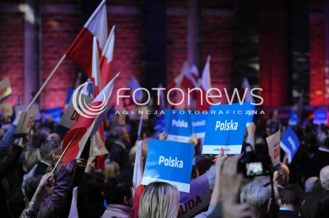  07.02.2014 WARSZAWA<br />KONWENCJA WYBORCZA ANDRZEJA DUDY<br />N/Z NAPIS PRZYSZLOSC POLSKA<br /> 