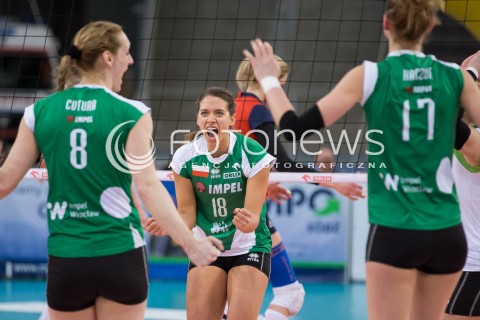 08.02.2015 LODZ SIATKOWKA ORLEN LIGA SEZON 2014/2015 VOLLEYBALL POLISH SEASON BEEF MASTER BUDOWLANI LODZ - IMPEL WROCLAW N/Z RADOSC EMOCJE JENNA HAGGLUND 